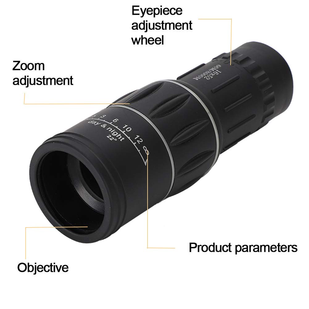 16X HD Telephoto Camera Lens for iPhone & Android - Monocular Telescope with Fog Proof Zoom & Phone Holder - Perfect for Hiking, Travel & Wildlife Photography
