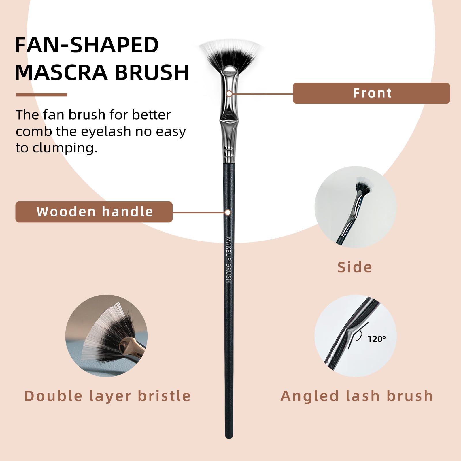 Best Mascara Fan Brush - No Smudge Clump-Free Lash Wand for Upper & Lower Lashes | Perfect for Professional Makeup & Everyday Use