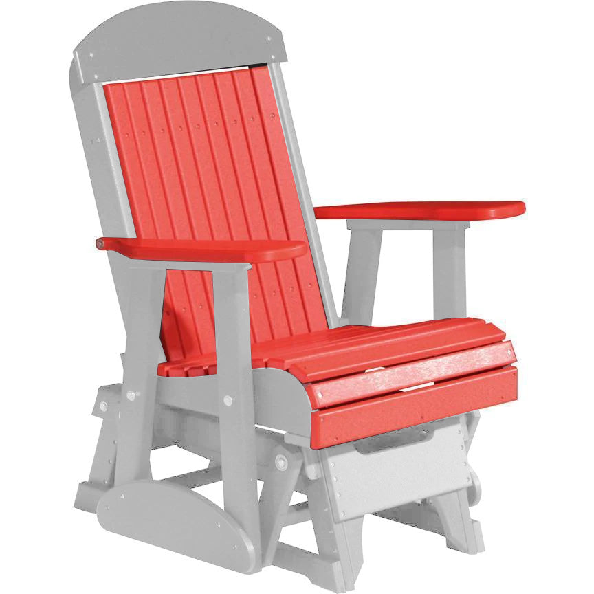 LuxCraft 2FT Classic Highback Recycled Plastic Glider Chair with Cup Holder - Red - Outdoor Patio, Garden, Porch Relaxing & Nursing Chair