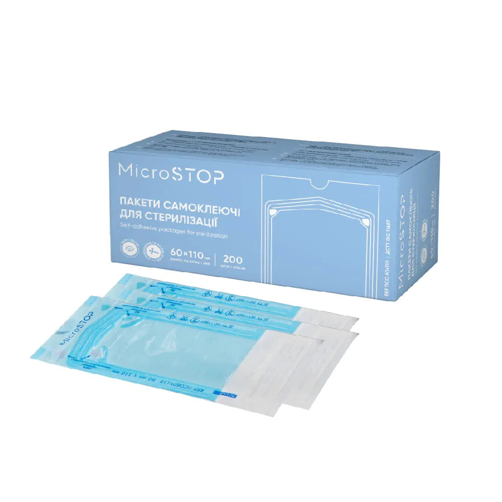 Autoclave Sterilization Pouches - Self Adhesive MicroStop Bags, 60x110mm (200 Pack) - Perfect for Dental, Medical & Tattoo Equipment Sterilization