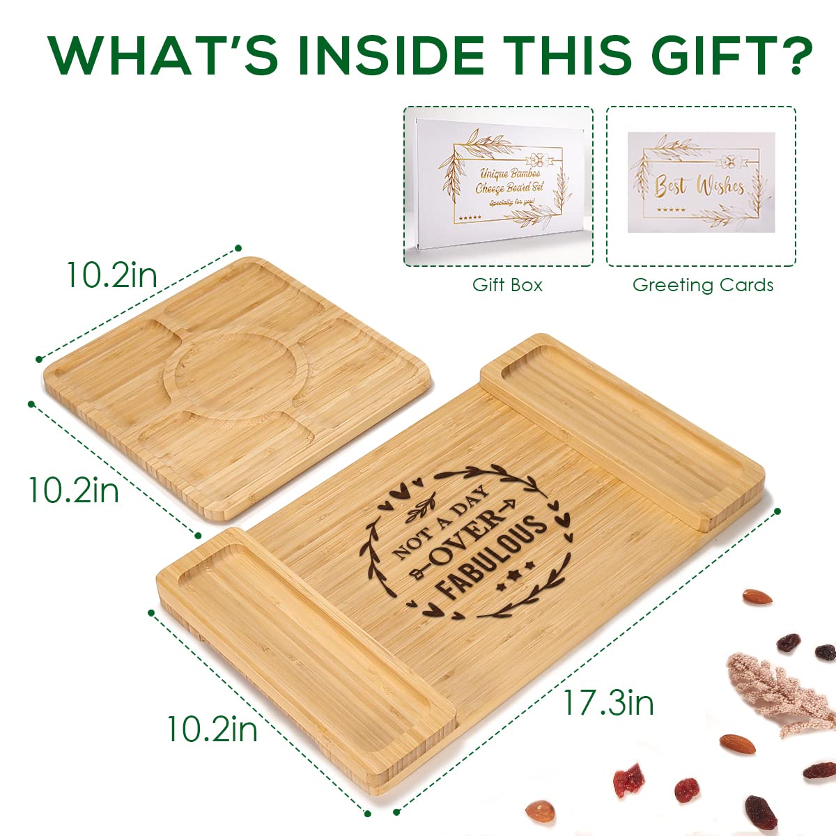 Not A Day Over Fabulous Cheese Board - Unique Birthday, Wedding & Christmas Gift for Women, Men, Parents, Friends, Coworkers, Couples, Daughters, Aunts & Sisters | Perfect for Wine Nights, Housewarming Parties & Special Occasions
