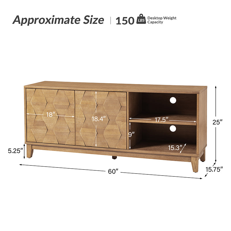 Samuel Open Storage Shelf TV Stand with Cable Management Holes - Modern Entertainment Center for Living Room, Bedroom & Home Office Organization