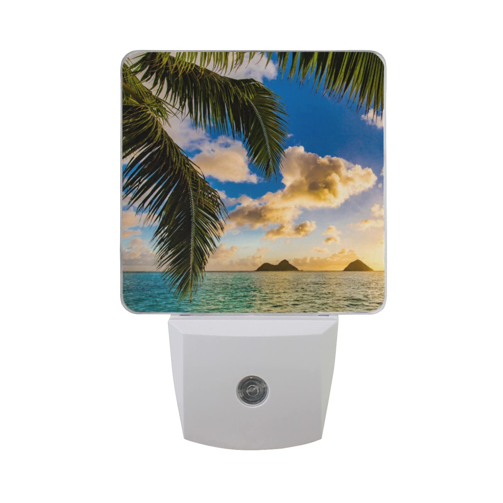 Susiyo Sunrise Tree in Hawaii Night Light Plug-in, 2 Pack Dusk to Dawn Sensor LED Light for Bedroom Wall Decor - Perfect for Kids' Rooms, Nursery, Hallway & Home Decoration