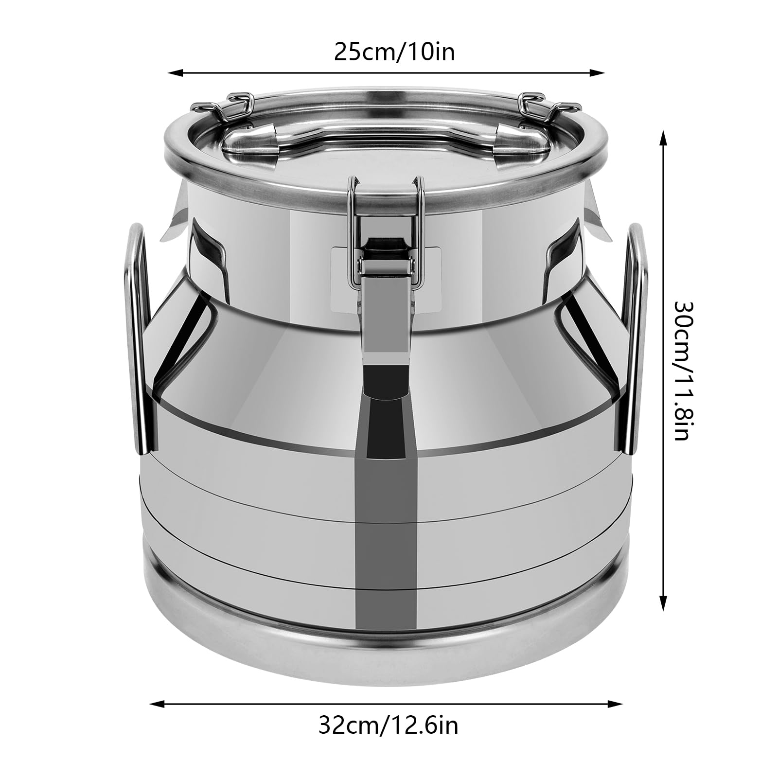 12L/3.16 Gallon Stainless Steel Milk Can with Silicone Lid - Food Grade Wine Pail, Brewing Bucket & Storage Jug - Easy Open Design for Dairy, Beverage & Home Brewing - Perfect for Farm, Kitchen & Winemaking