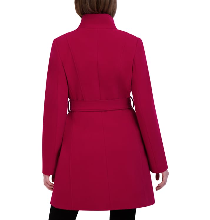 Laundry By Shelli Segal Women's Belted Faux Wool Jacket - Magenta | Stylish Winter Coat for Casual Outings & Office Wear