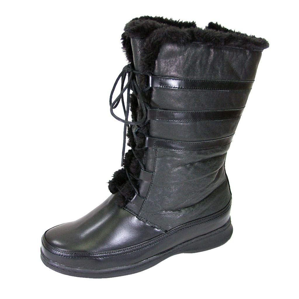 PEERAGE Joan Women's Wide Width Leather Mid-Calf Boots - Comfortable & Stylish Winter Boots for Walking, Work & Outdoor Activities