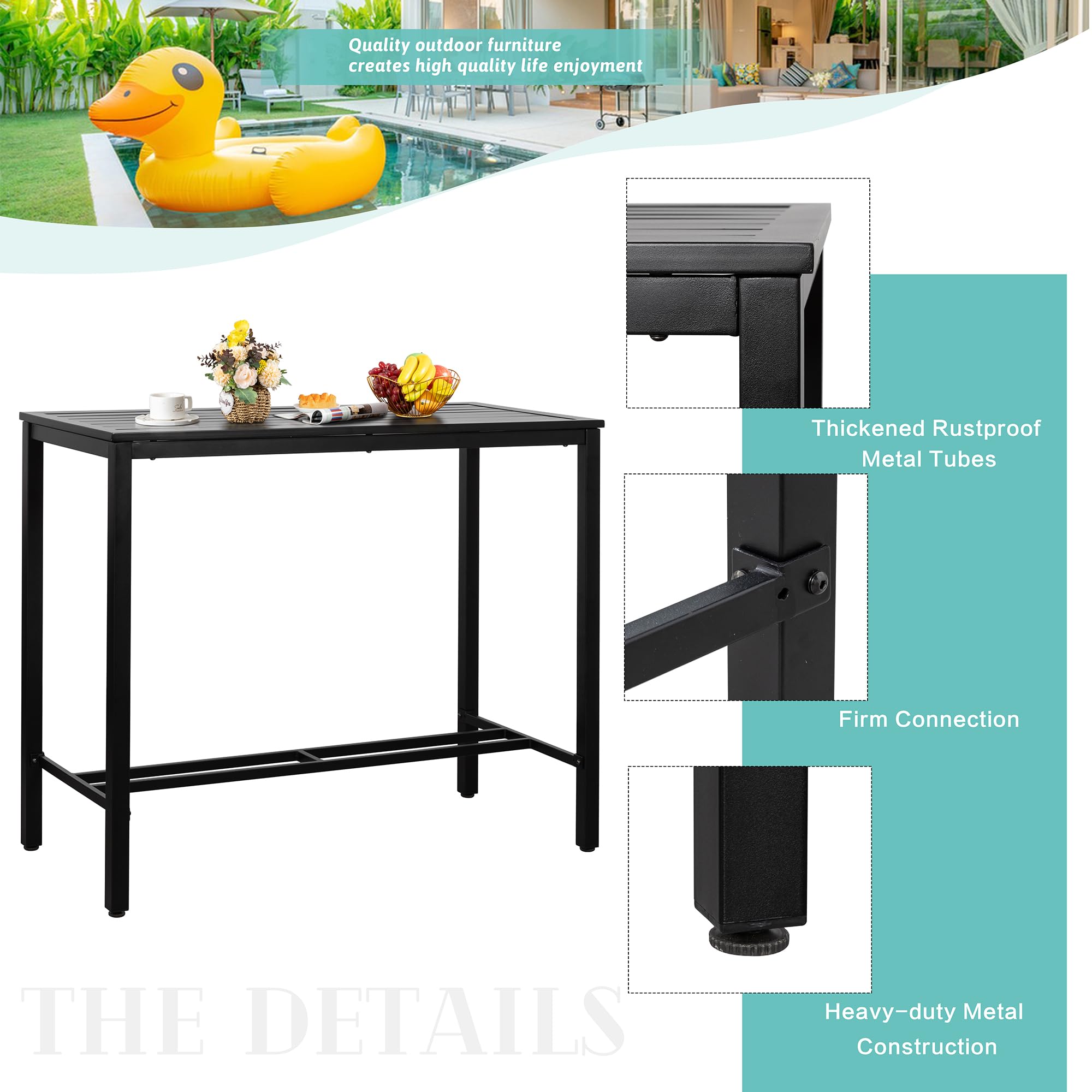 Vongrasig 5-Piece Outdoor Patio Bar Set with Swivel Bar Stools & Glass Table - All-Weather Wicker & Textilene High-Top Bistro Set for Garden, Lawn, Deck or Poolside (Taupe) - Perfect for Backyard Entertaining & Outdoor Dining