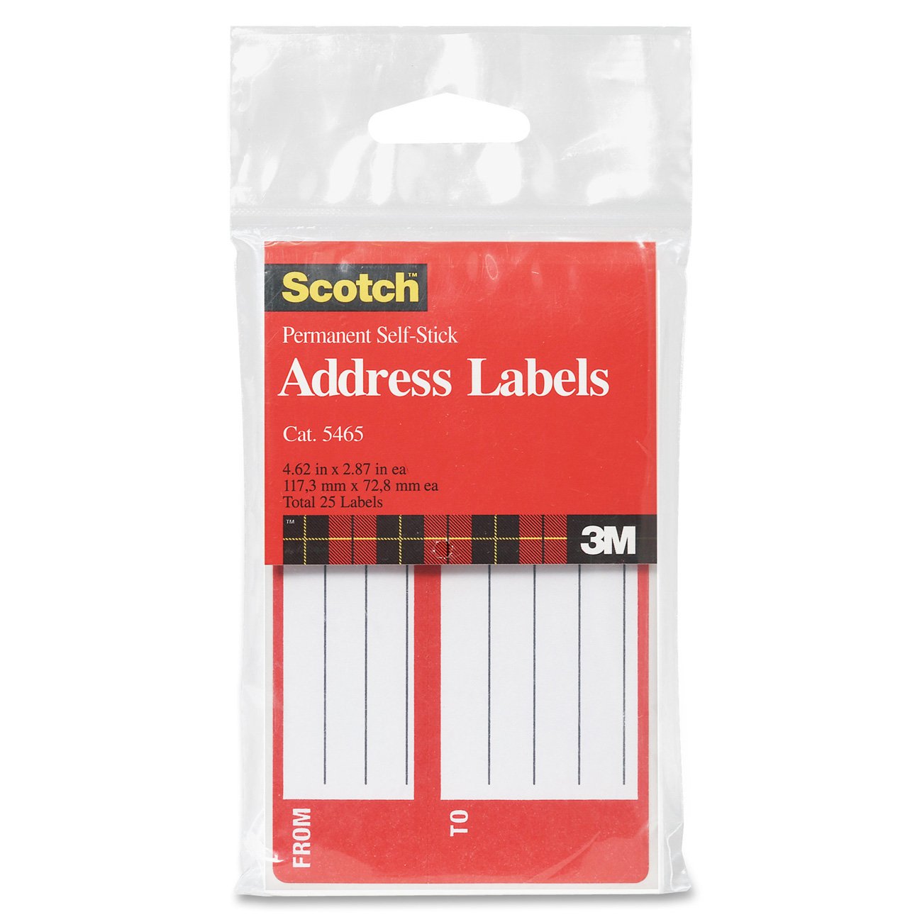 Scotch Permanent Address Labels - 25 Pack, 4.62 x 2.87 Inches, White (5465-PDQ) - Perfect for Mailing, Shipping & Organizing Files