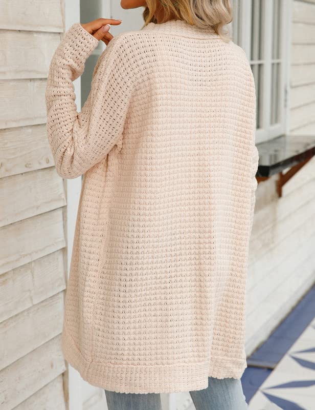 JASTIE Women's Lightweight Open Front Cardigan - Chunky Knit Long Sleeve Casual Sweater | Perfect for Office, Lounge & Fall Layering