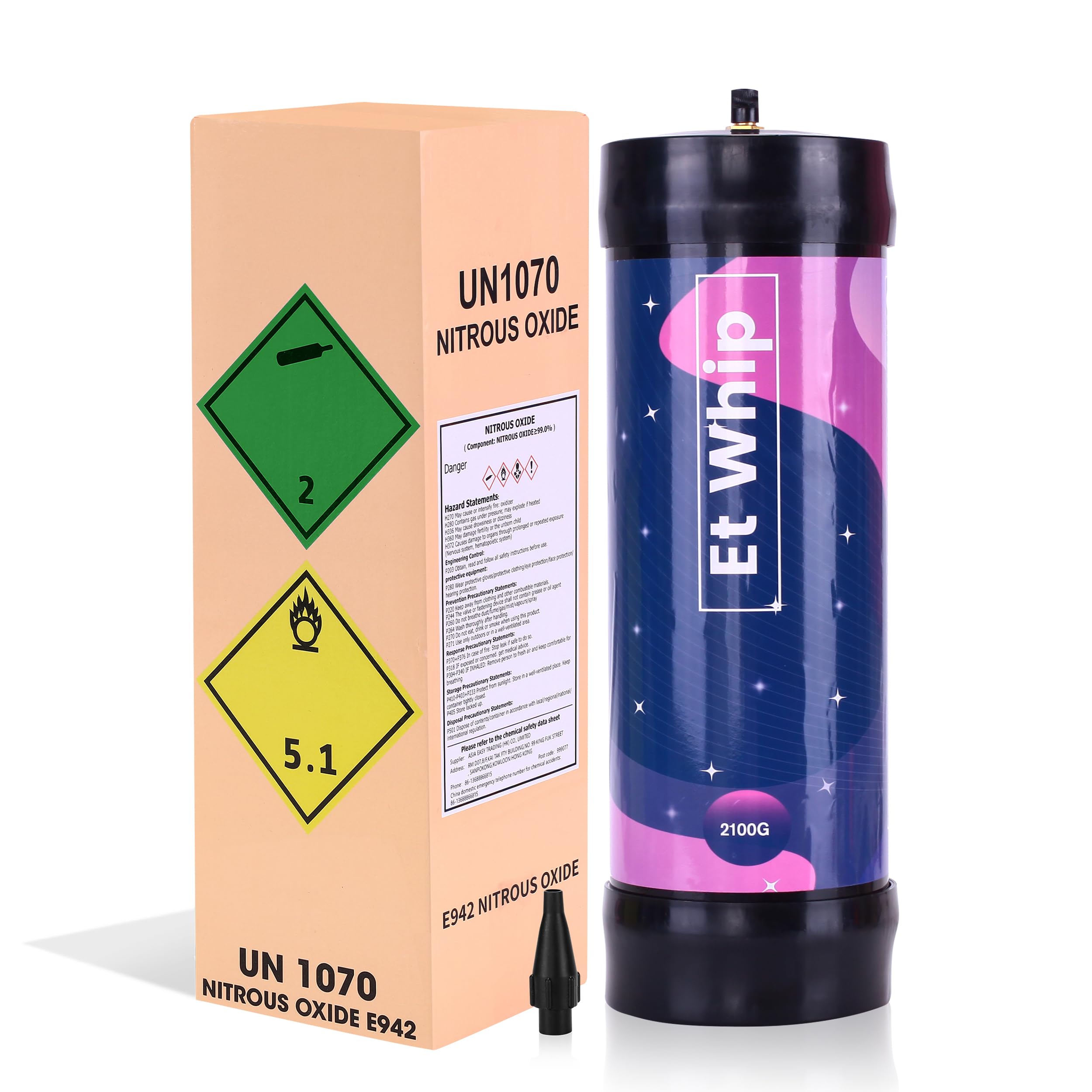 3.3L Nitrous Oxide Tank - 2100g Whipped Cream Charger (1 Count) for Professional Desserts & Coffee Shops | Perfect for Making Whipped Cream, Dessert Toppings & Barista Creations