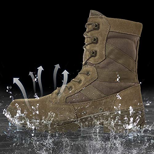 Men's Tactical Combat Boots - High-Top Jungle Military Boots, Ultralight Outdoor Hiking & Climbing Shoes for Men, Brown Size 10 US (44 EU/9.5 UK) - Perfect for Outdoor Adventures, Survival Training & Heavy Duty Work