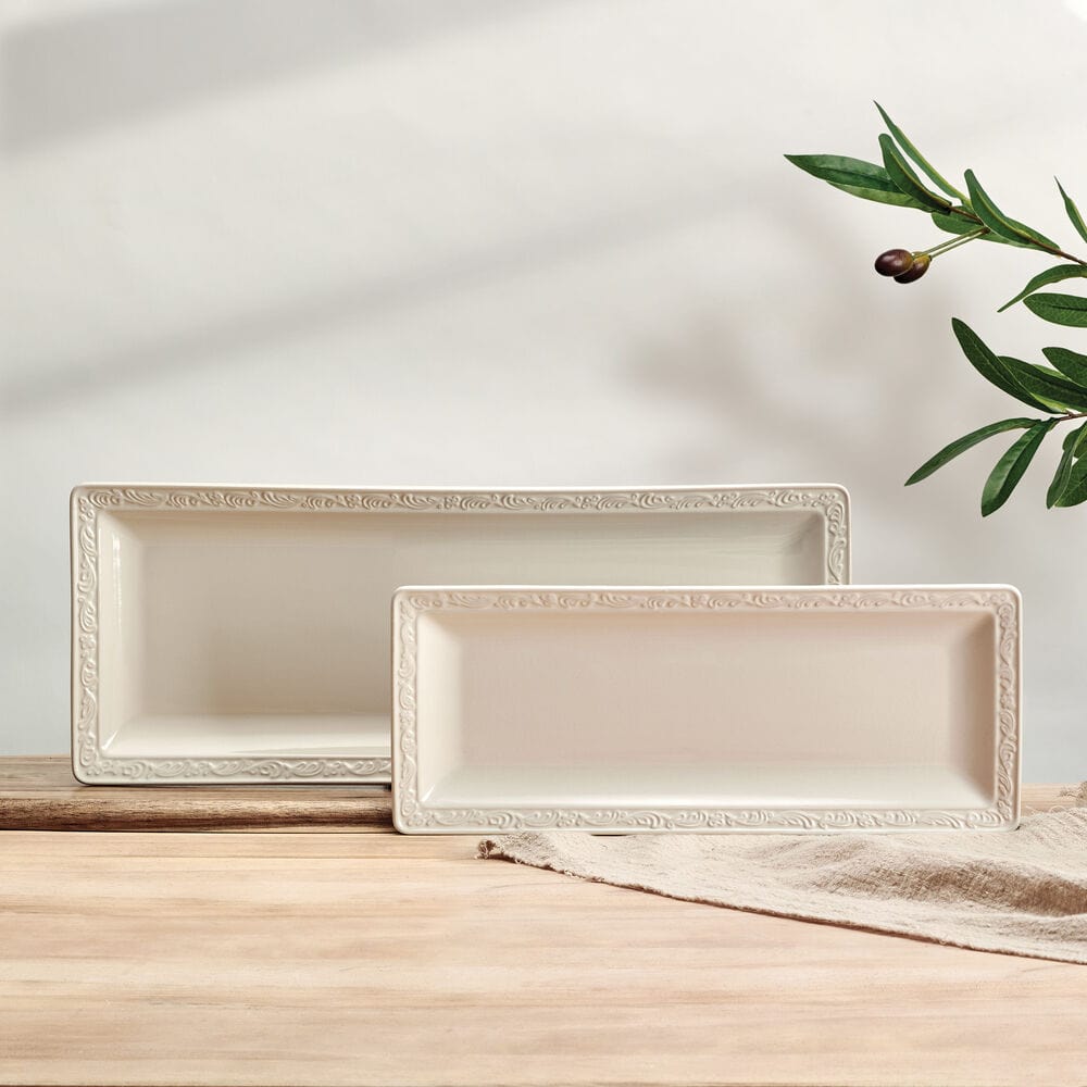 Italian Countryside® 30th Anniversary Set of 2 Bread Trays - Rustic Wooden Serving Boards for Bread, Cheese & Charcuterie - Perfect for Farmhouse Dining, Kitchen Decor & Gift Giving