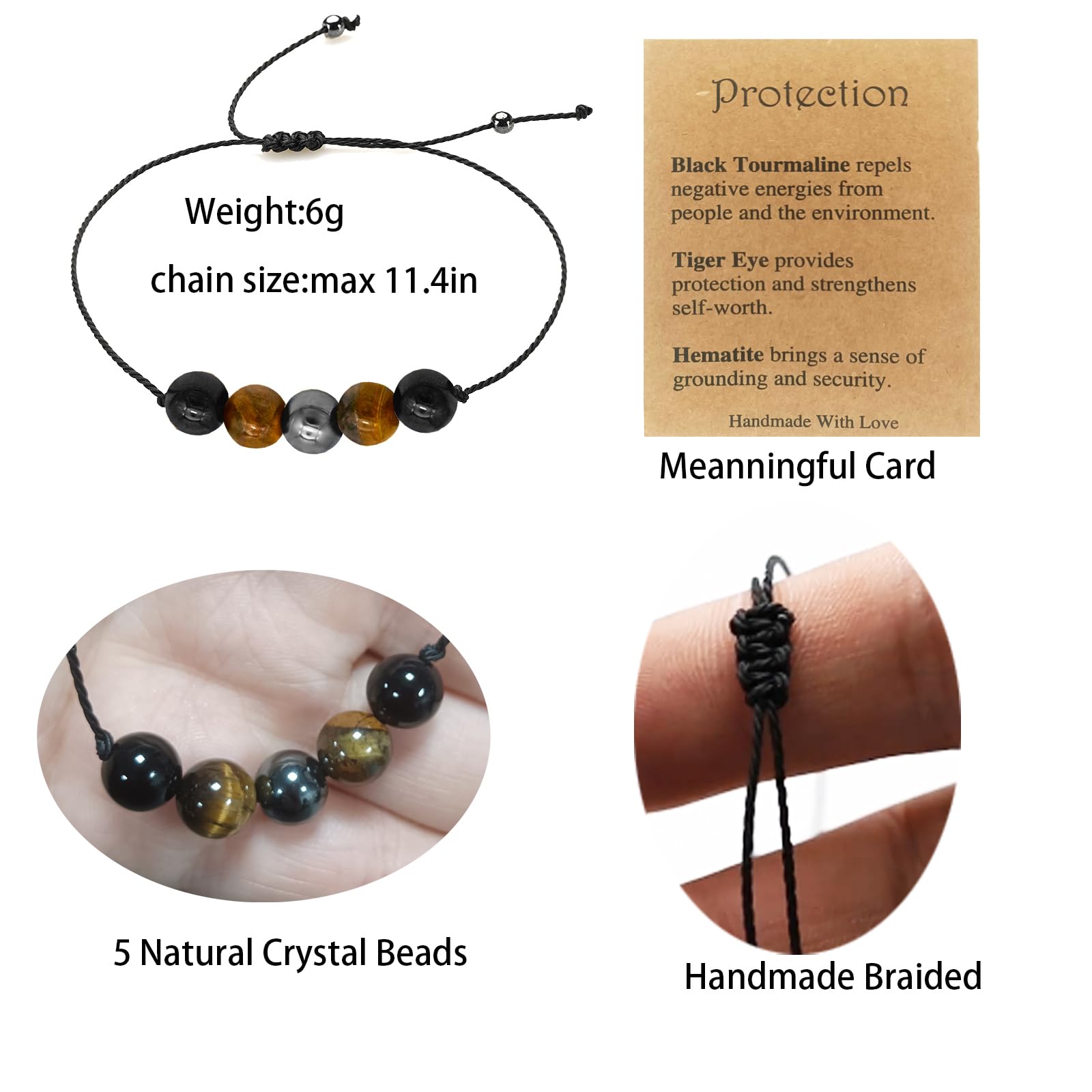 Healing Crystal Bracelets for Women & Men - Amethyst Anxiety Relief, Empath Protection, Spiritual Energy - Natural Gemstone Jewelry Gifts for Meditation, Yoga & Stress Relief