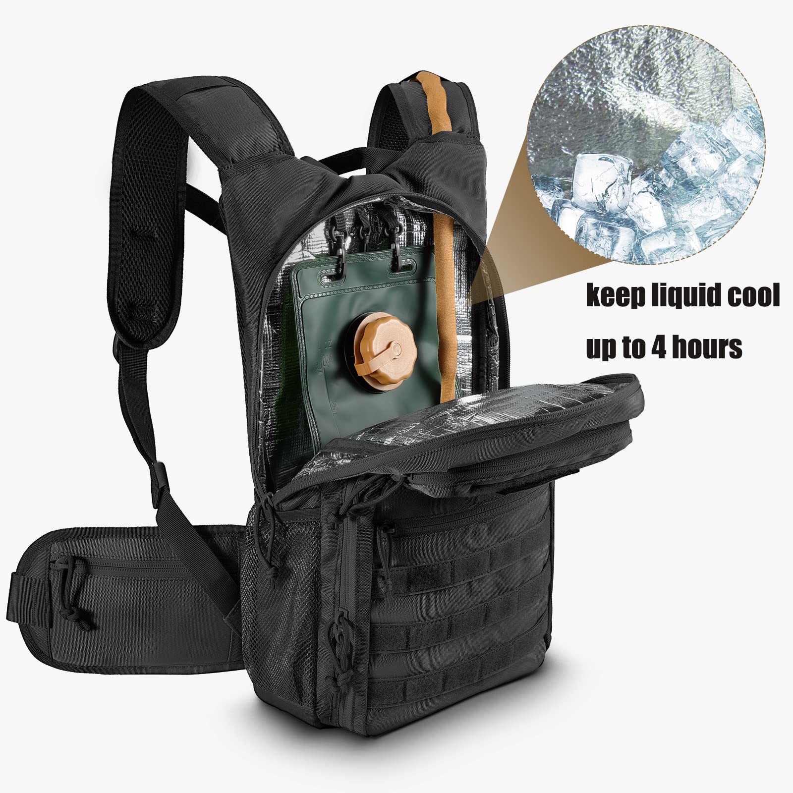 Tactical Hydration Backpack with 34 Molle Attachments - Outdoor Hiking & Military Use