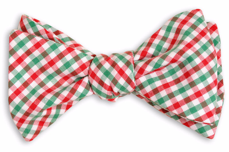 Elegant Christmas Tattersall Bow Tie for Men - Festive Plaid Pattern Silk Necktie - Perfect for Holiday Parties, Weddings & Formal Events