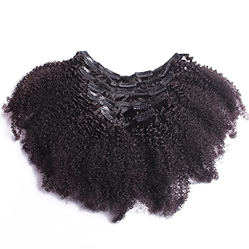 Afro Kinky Curly Clip-in Human Hair Extensions - Mongolian Virgin Hair Weft 12-22 Inch - Natural Black Small Curly Full Head Clip-ins (150g 20inch) for Women - Perfect for Daily Styling, Parties & Protective Hairstyles