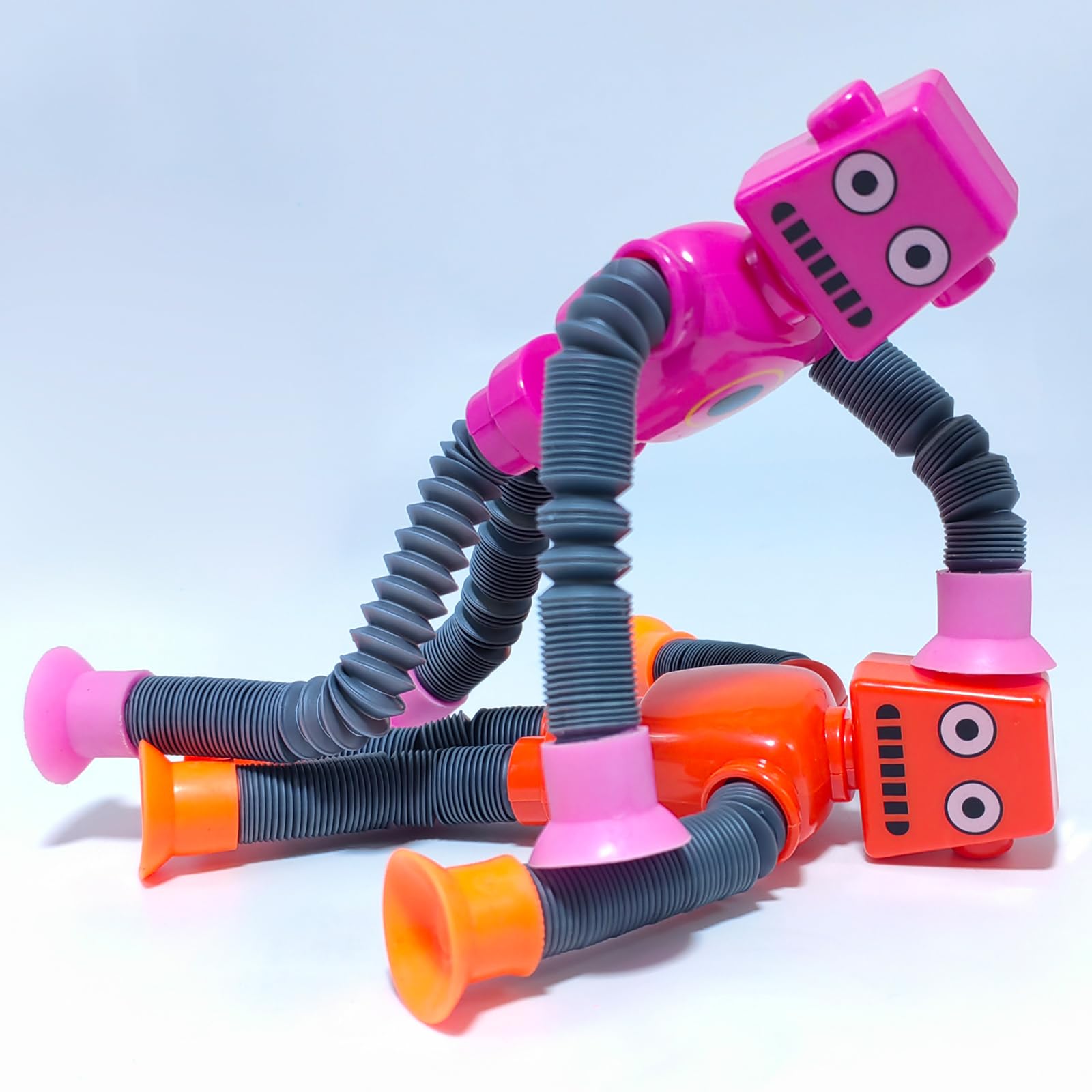 8 PCS Suction Cup Robot Toys - Shape Changing Telescopic Pop Tubes Sensory Toys for Kids, Adults, Autism & Stress Relief | Bendable Fidget Toys for Birthday Party Favors, Christmas Gifts, Classroom & Office Use