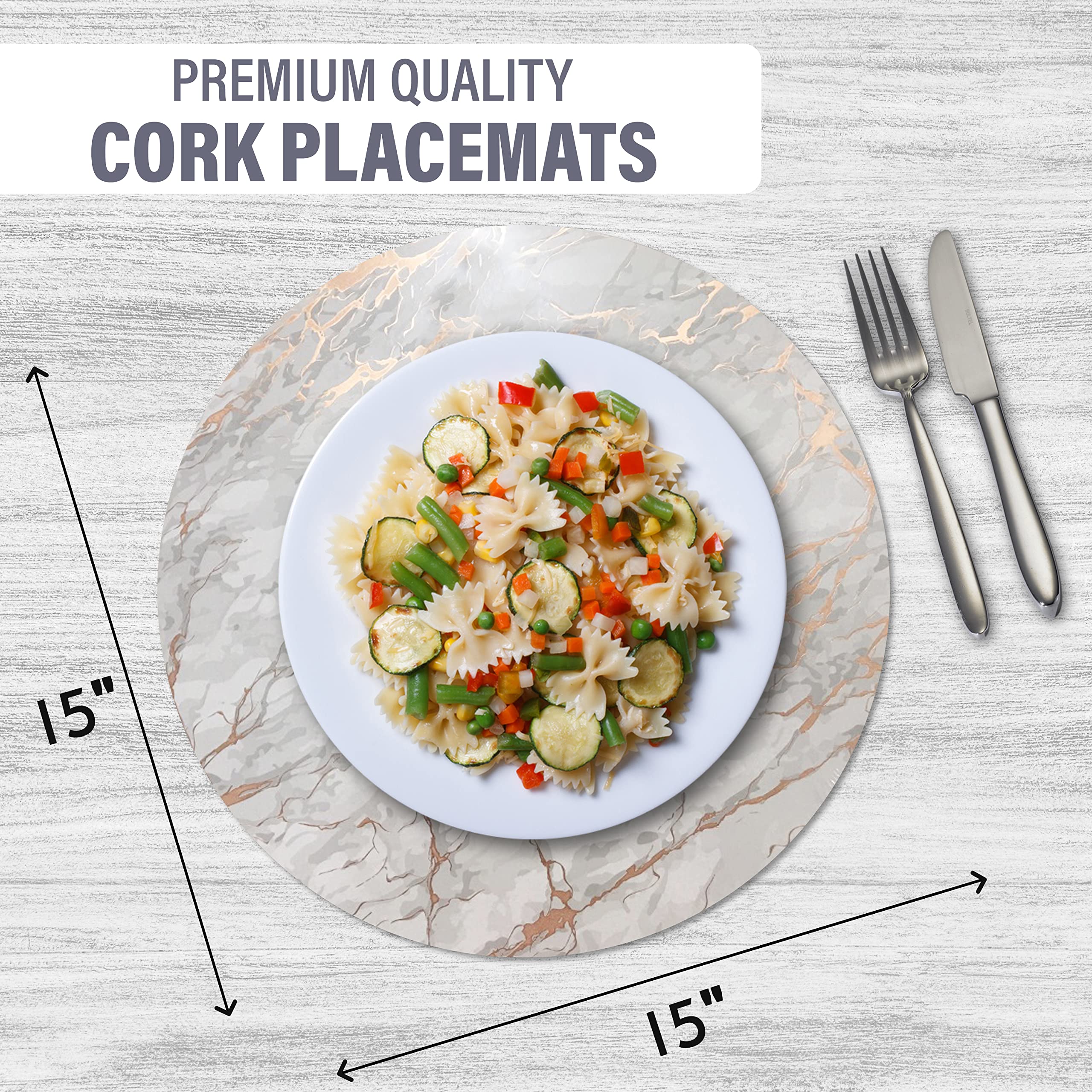 Elegant Marble Cork Placemats Set of 2 - 15