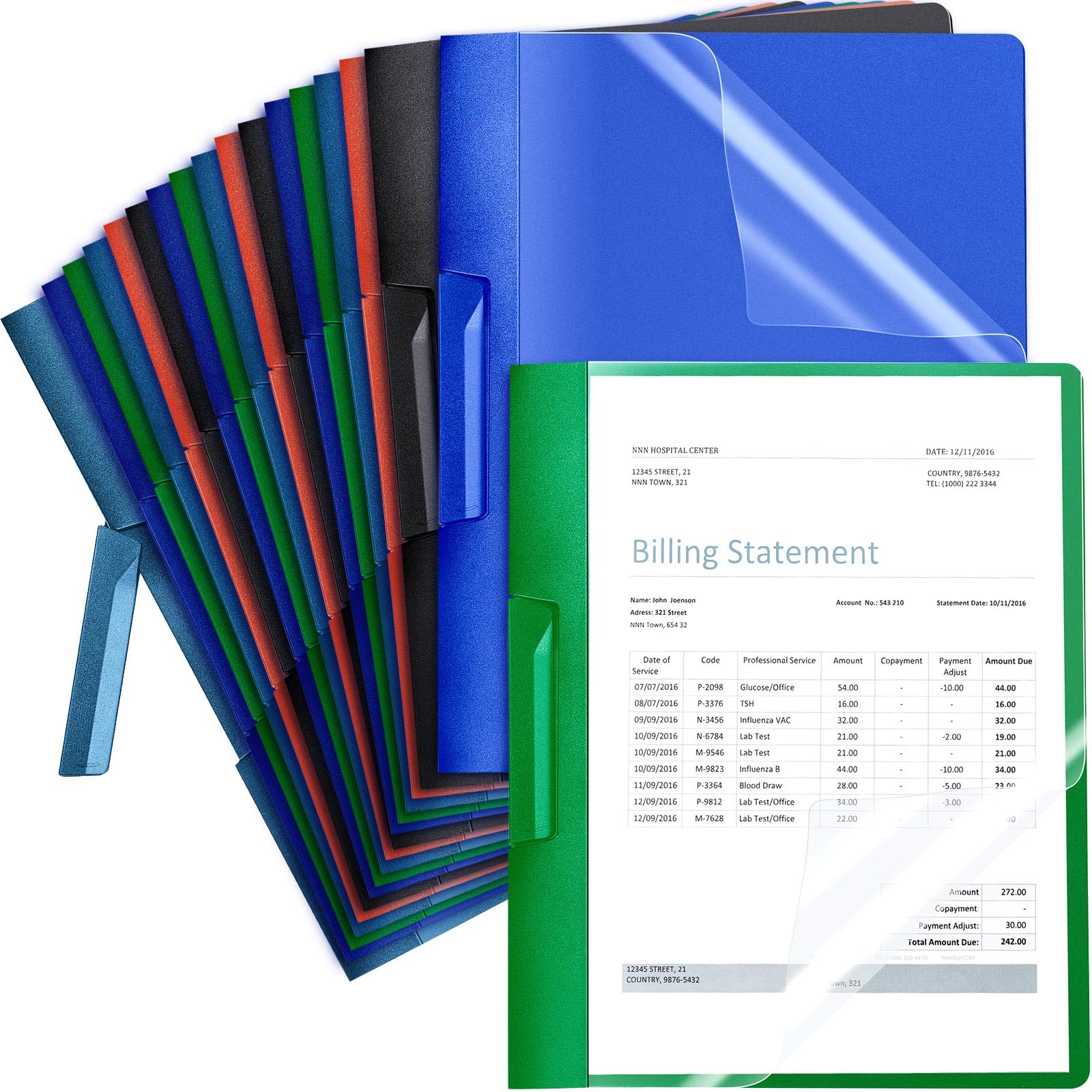 Maitys 25 Pack Clear Report Covers with Clip - 11.4 x 9 Inch Transparent Presentation Folders for Resume, Interview & Documents - Letter Size Portfolio Folders (Multicolor) - Perfect for Office, School & Professional Presentations
