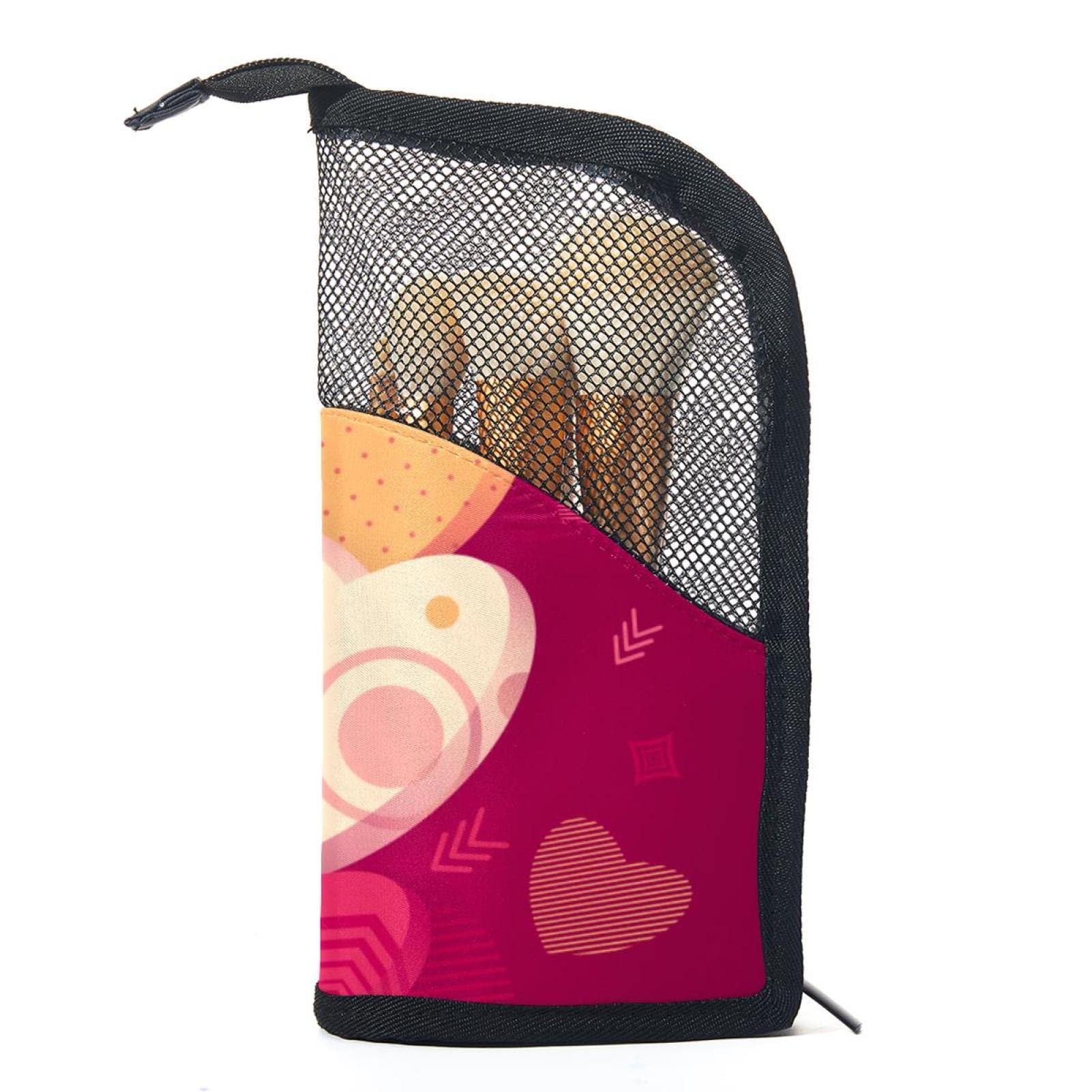 12-Piece Makeup Brush Organizer Bag Set - Valentine's Day Colored Portable Brush Holder Case for Travel & Home Storage | Perfect for Makeup Artists & Beauty Enthusiasts