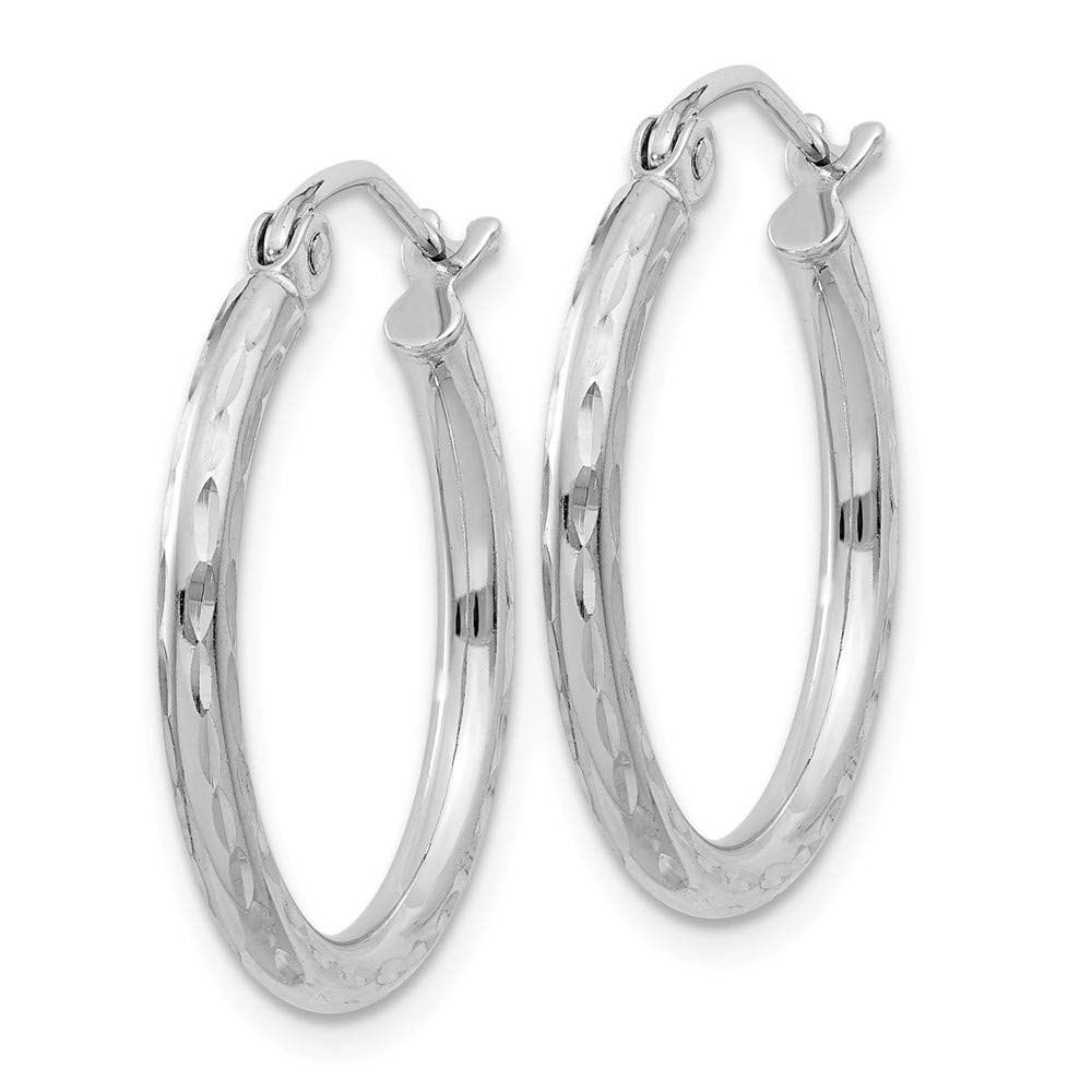 Sterling Silver Rhodium-Plated 2.00mm Shiny-Cut Hoop Earrings for Women | Hypoallergenic Dangle Ear Jewelry | Perfect for Parties, Weddings & Everyday Wear (QE3531)