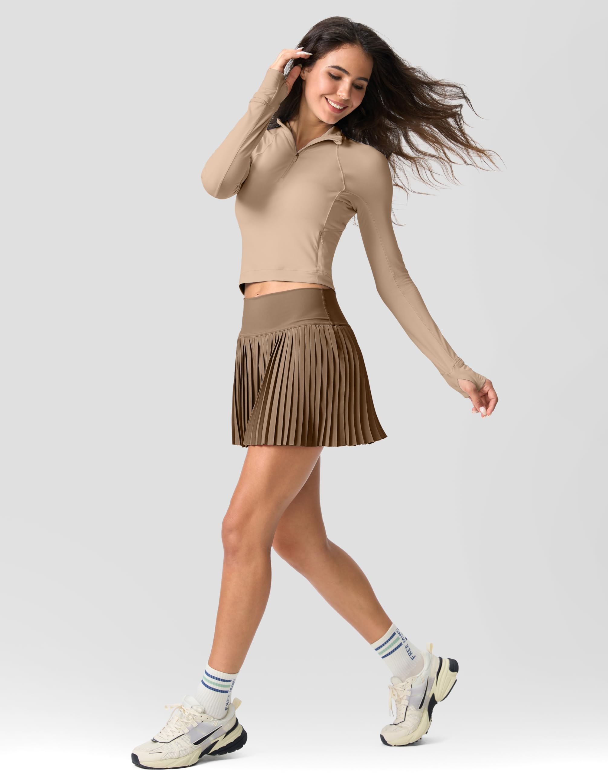 SANTINY Women's Pleated Tennis Skirt with Pockets - High Waisted Athletic Skort for Golf, Running & Workout - Lightweight Comfortable Sports Skirts for Active Lifestyle