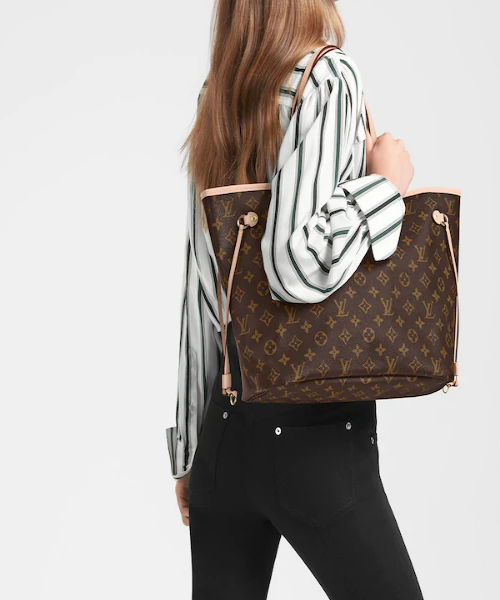 Authentic Louis Vuitton Neverfull MM Monogram Handbag in Beige - Stylish Tote for Work, Travel & Everyday Use