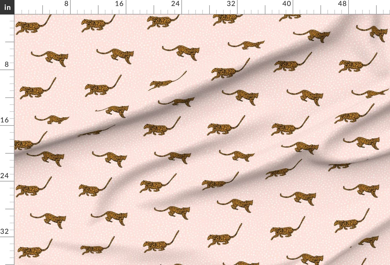 Jaguar Blush Pink Dots Peach Animals Cat Leopard Mustard Printed Minky Fabric by The Yard - Soft & Durable for Sewing Baby Blankets, Quilt Backing, Plush Toys & DIY Crafts - Perfect for Nursery Decor, Gift Making & Home Projects