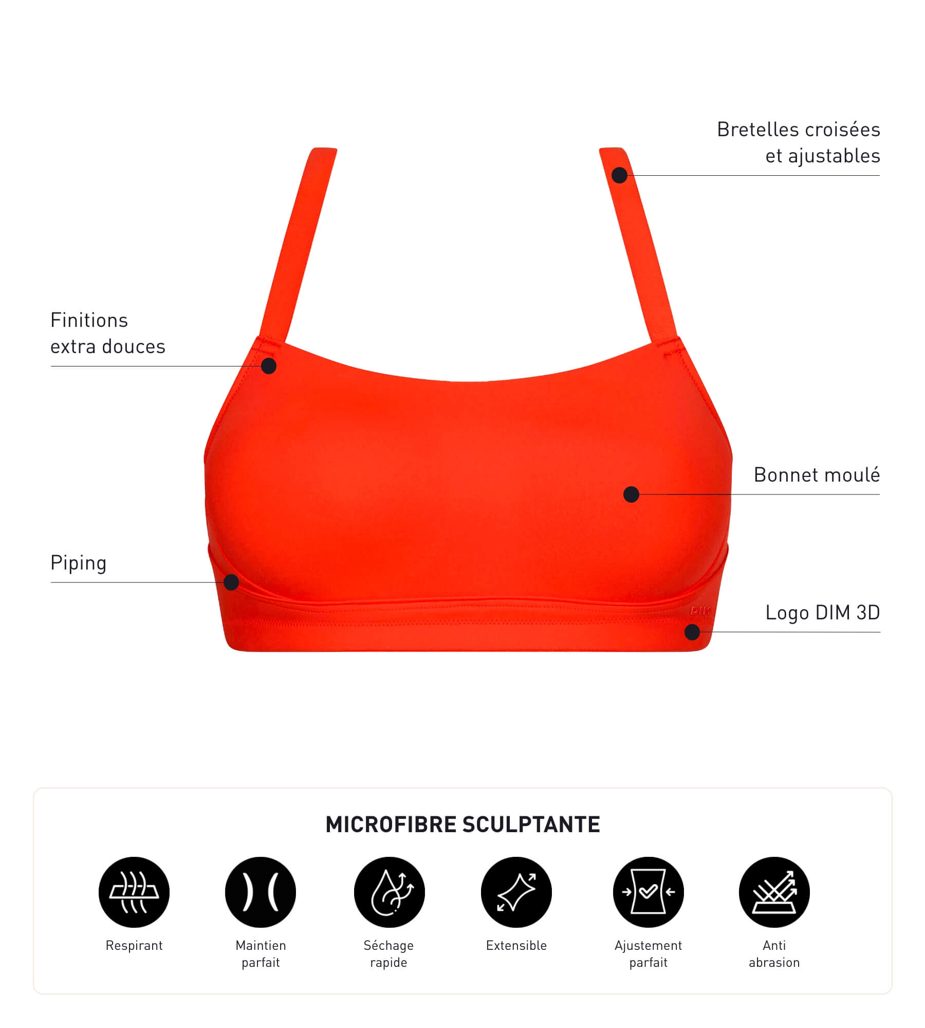 Sculpting Orange Sports Bra for Women - High Support Microfiber Workout Top - Perfect for Running, Yoga & Gym Fitness Activities