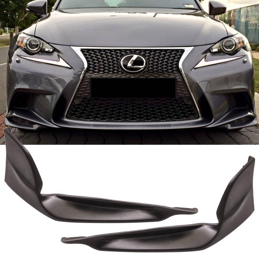 TR Style Front Bumper Lip Splitter for 2014-2016 Lexus IS | 2PC Unpainted Black Polyurethane Spoiler | Aggressive Styling & Enhanced Aerodynamics for Street Racing & Car Shows