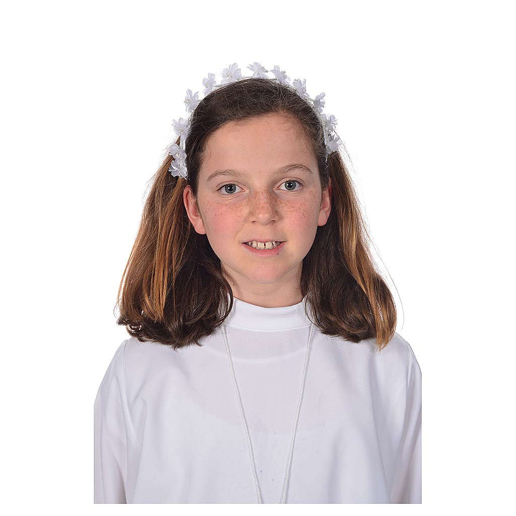 First Communion Flower Headband for Girls - Elegant White Floral Hair Accessory for Church Ceremonies, Baptism, and Special Occasions