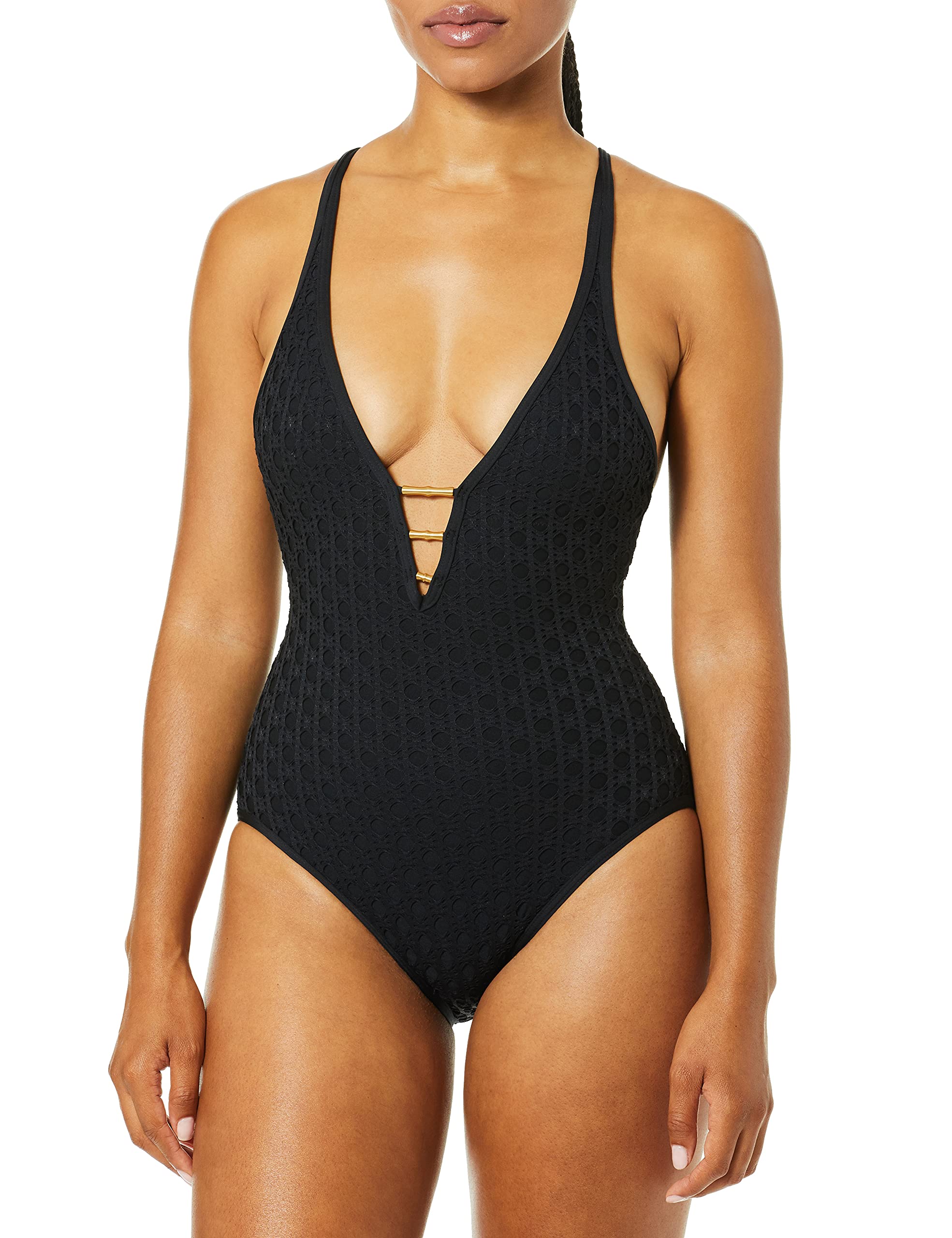 Carmen Marc Valvo Women's One Piece Swimsuit with Sequins & Mesh Detail - Sexy Shimmering Bathing Suit for Beach, Pool & Vacation