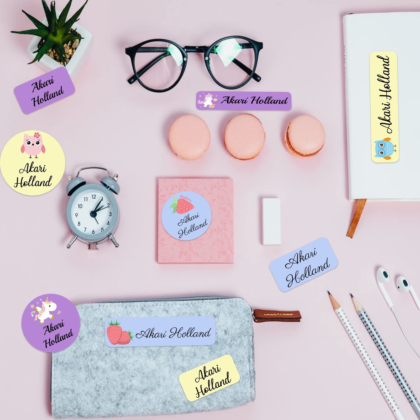 105PCS Personalized Name Labels for Kids - Custom Waterproof Name Stickers for School Supplies, Pencils, Books, Stationery & Water Bottles | Perfect for Daycare, Camp & Back-to-School Organization