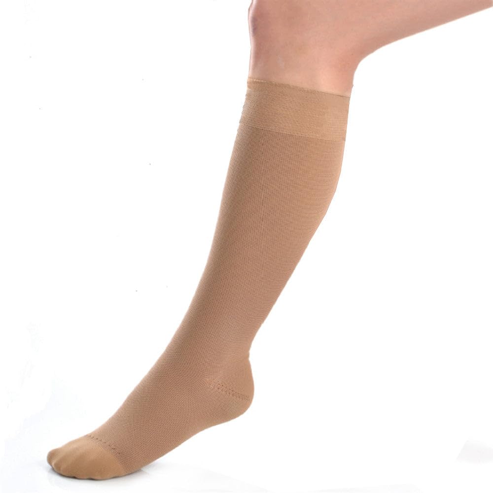 JOBST UltraSheer Knee High Compression Stockings 15-20 mmHg with SoftFit Technology Band - Closed Toe, Small Size, Natural Color - Perfect for Travel, Varicose Vein Relief & Everyday Comfort