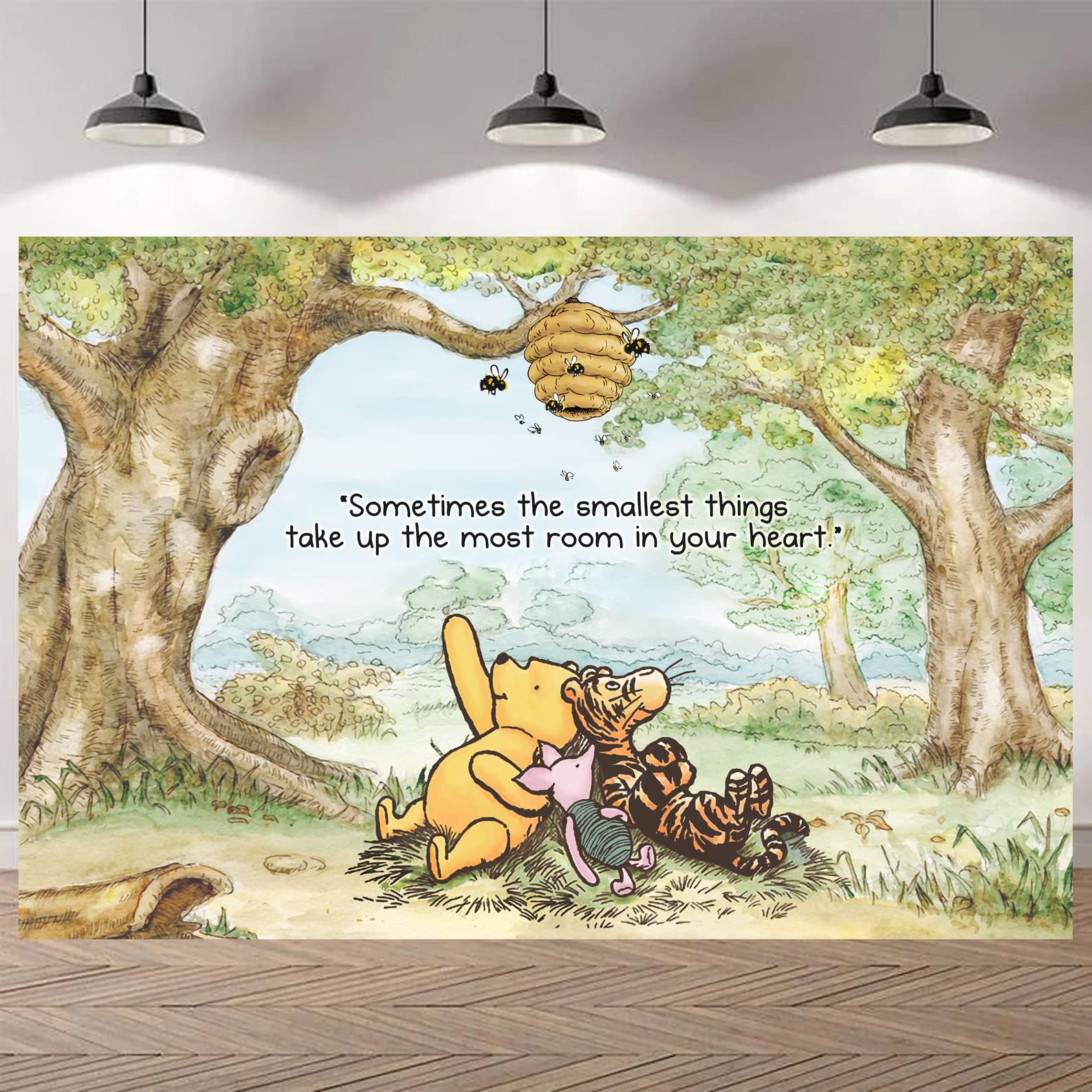 Winnie the Pooh Quotes Backdrop - 57 x 37 Inch Baby Shower Decor, Bear & Bee Birthday Party Supplies | Perfect for Nursery, Gender Reveal & 1st Birthday Party Decorations