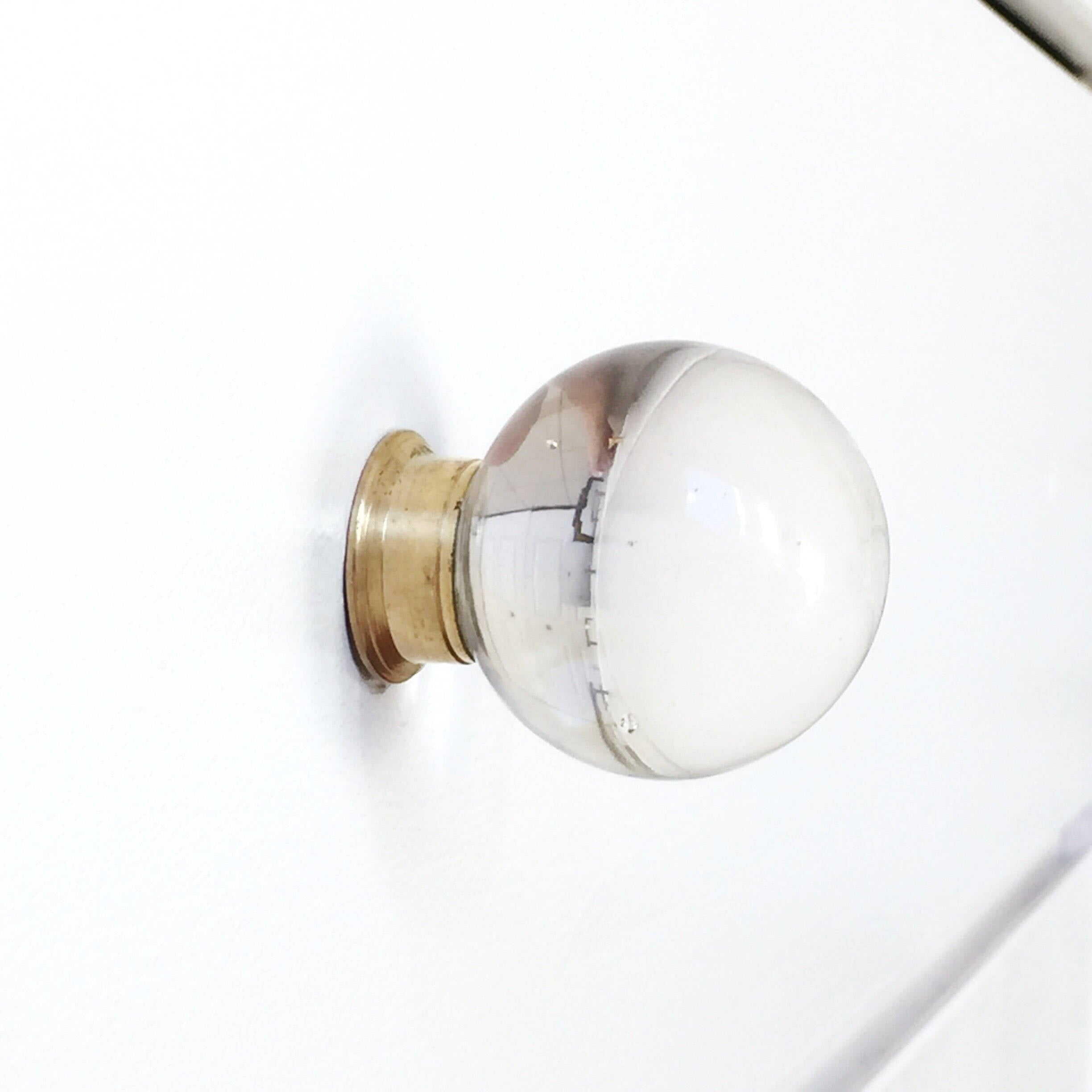 Vintage Round Glass & Brass Ball Drawer Knobs - Elegant Cabinet Hardware for Dressers, Nightstands, Kitchen Cabinets & Furniture Restoration Projects