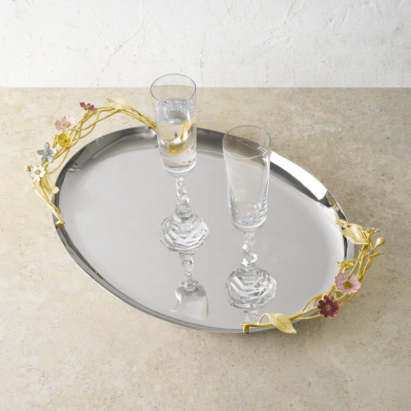 Wildflowers Medium Oval Tray - Handmade Decorative Serving Tray for Home Decor, Dining & Gift Giving | Perfect for Coffee Tables, Kitchen Countertops & Wedding Centerpieces