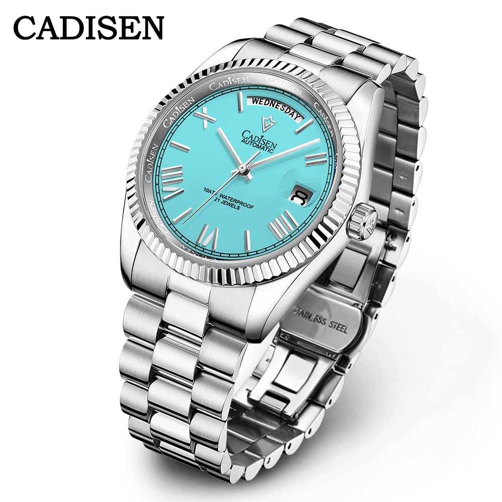 CADISEN Men's Automatic Mechanical Watch with MIYOTA 8285 Movement, Sapphire Crystal, 50M Waterproof - Perfect for Business, Casual & Outdoor Activities