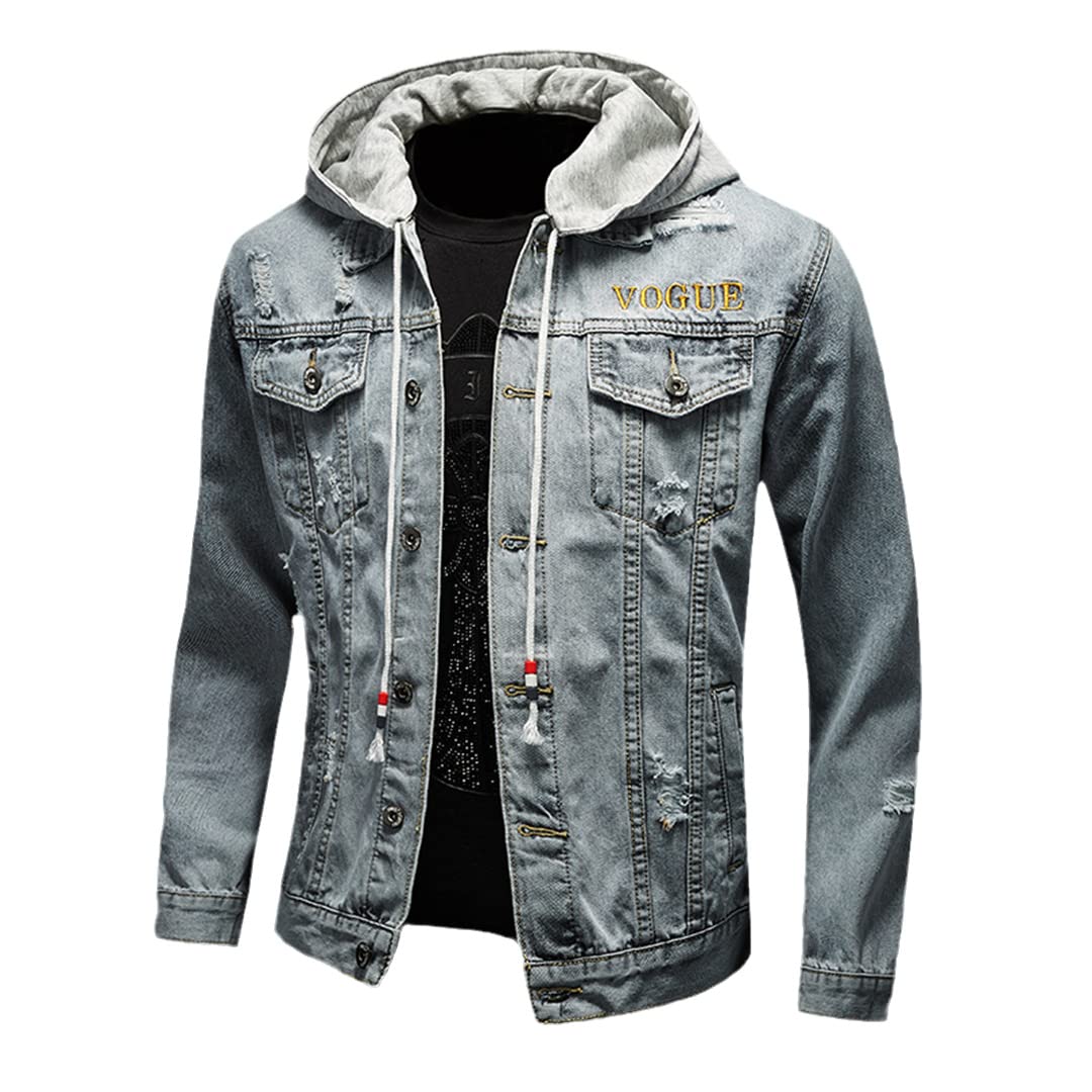 Men's Denim Jacket - Slim Fit Single Breasted Jean Jacket with Lapel Collar | Casual Wear, Street Style & Layering Essential for Fall & Spring Outfits