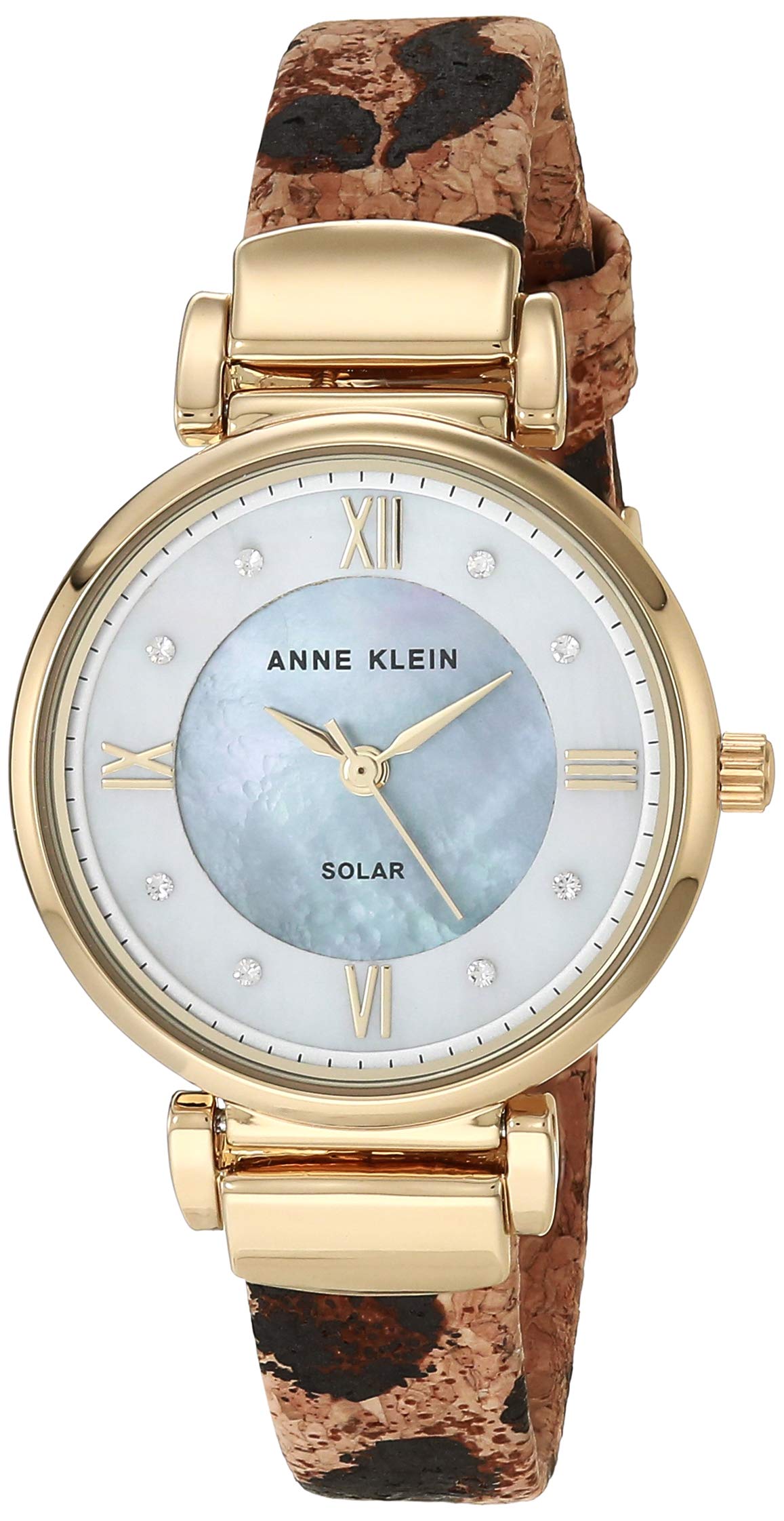 Anne Klein AK/3660 Women's Premium Crystal Accented Watch with Cork Lined Strap - Elegant Dress Watch for Office, Party & Special Occasions
