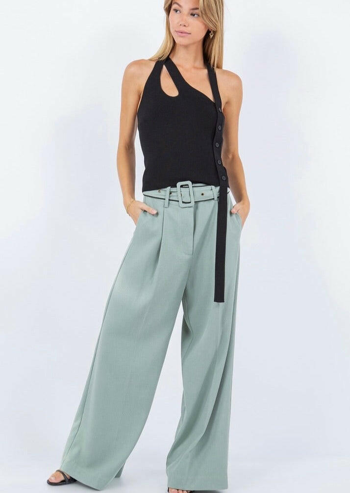 Black Asymmetrical Tank Top with Side Button Detail - Stylish & Trendy for Casual Outings, Summer Wear & Layering