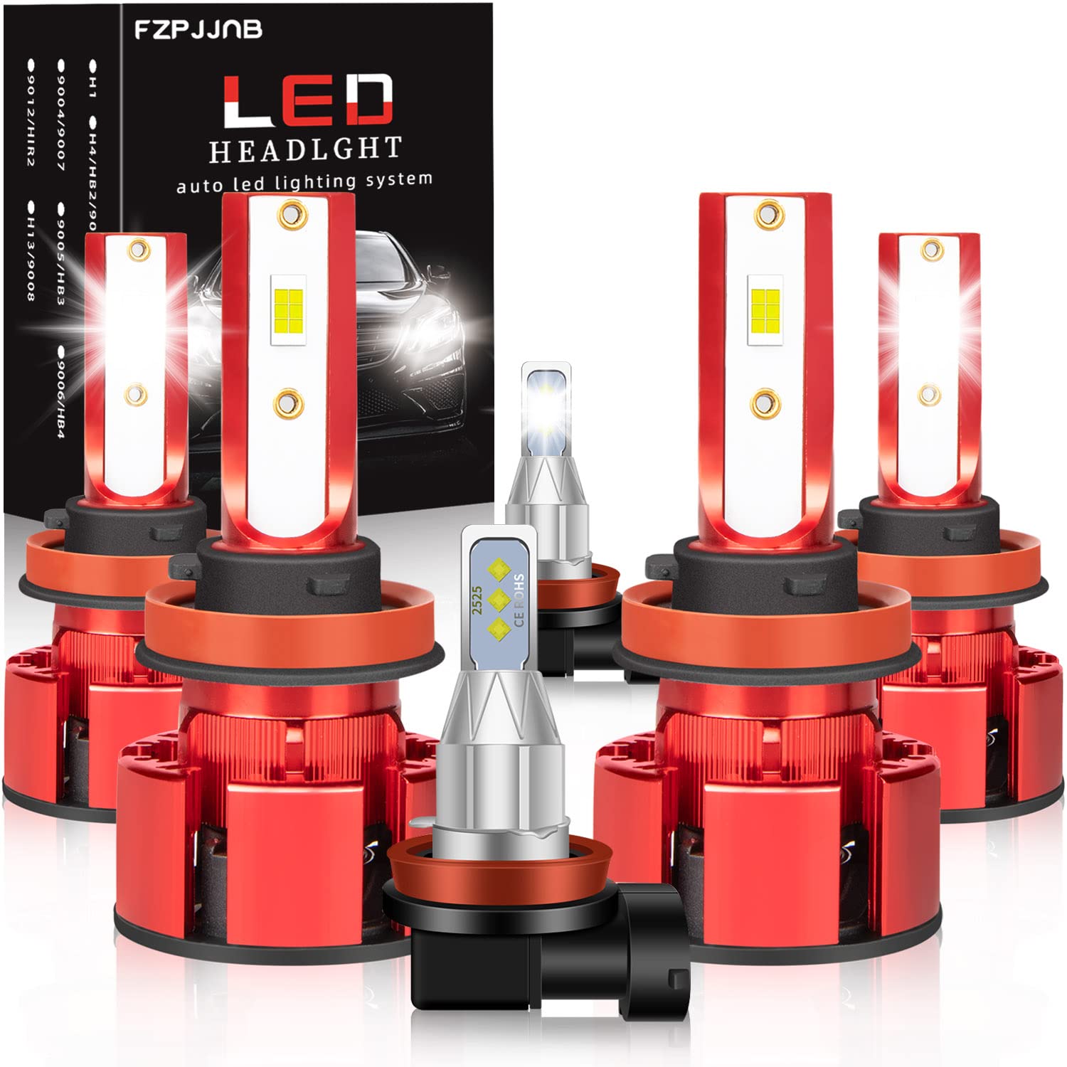 Nissan Altima LED Headlight Bulbs (2007-2018) - H9 High Beam + H11 Low Beam + H11 LED Fog Lights - Super Bright 48000LM Plug & Play Headlamp Kit with Cooling Fan - Pack of 6 - Perfect for Night Driving & Foggy Conditions