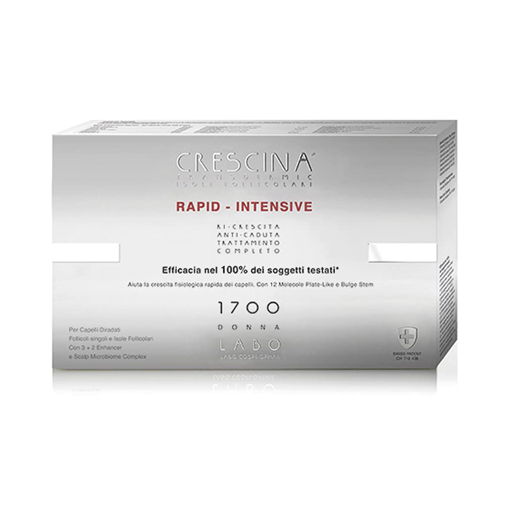Crescina Transdermic Rapid-Intensive Follicular Islands 1700 Hair Growth Treatment for Women - 20+20 Ampoules for Hair Loss Prevention & Regrowth | Effective Solution for Thinning Hair & Scalp Care