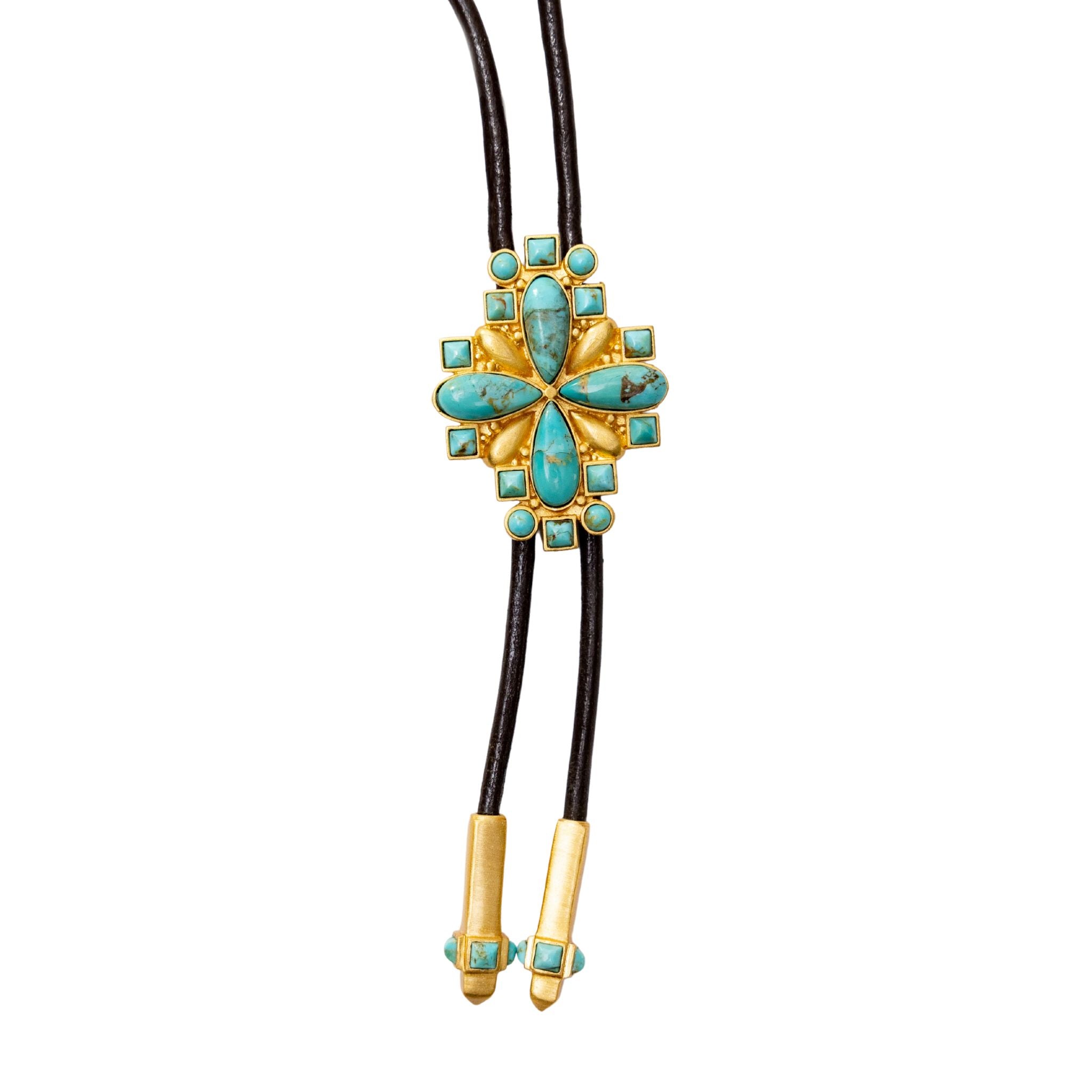 Handmade Thunder Creek Turquoise Bolo Tie for Men - Western Style Adjustable Leather Cord Necklace - Perfect for Cowboy Outfits, Rodeo Events & Southwestern Fashion