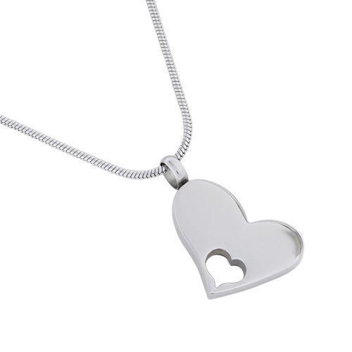 Stainless Steel Cremation Jewelry for Ashes - In Our Hearts Pendant Memorial Keepsake | Perfect for Honoring Loved Ones at Funerals, Memorial Services & Everyday Wear