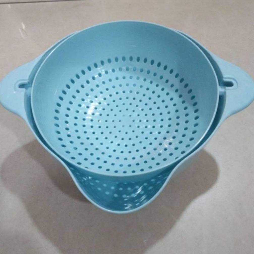Blue Silicone Colander Strainer Bowl - Swivel Drainer for Washing Veggies, Pasta, and Fruits | Durable Plastic Kitchen Strainer for Noodles, Salad, and Fresh Produce | Perfect for Cooking, Meal Prep, and Healthy Eating