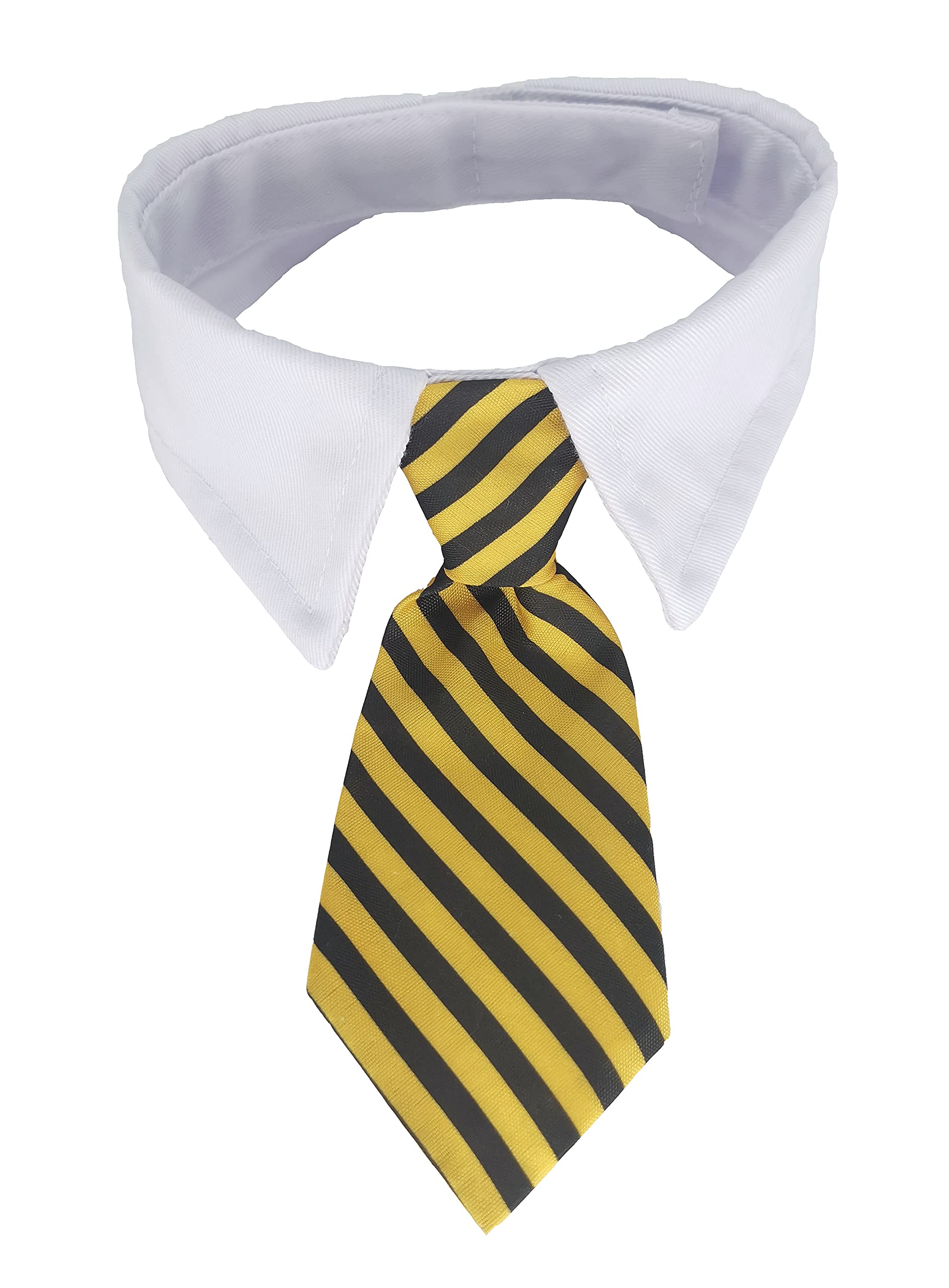 VEDEM Adjustable Dog Necktie with Tuxedo Collar - Striped Pet Costume for Small, Medium & Large Dogs - Yellow & Black (Large Size) - Perfect for Weddings, Parties & Photo Shoots