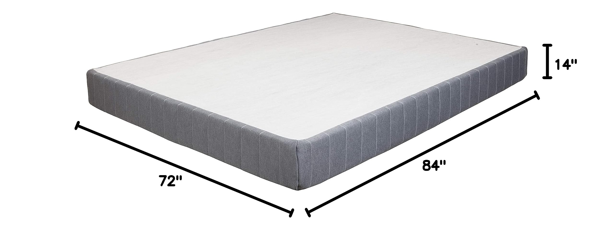 Hollywood Bed Frame with Reinforced Base Platform - Queen Size, Gray - Sturdy Metal Frame for Modern Bedrooms & Guest Rooms
