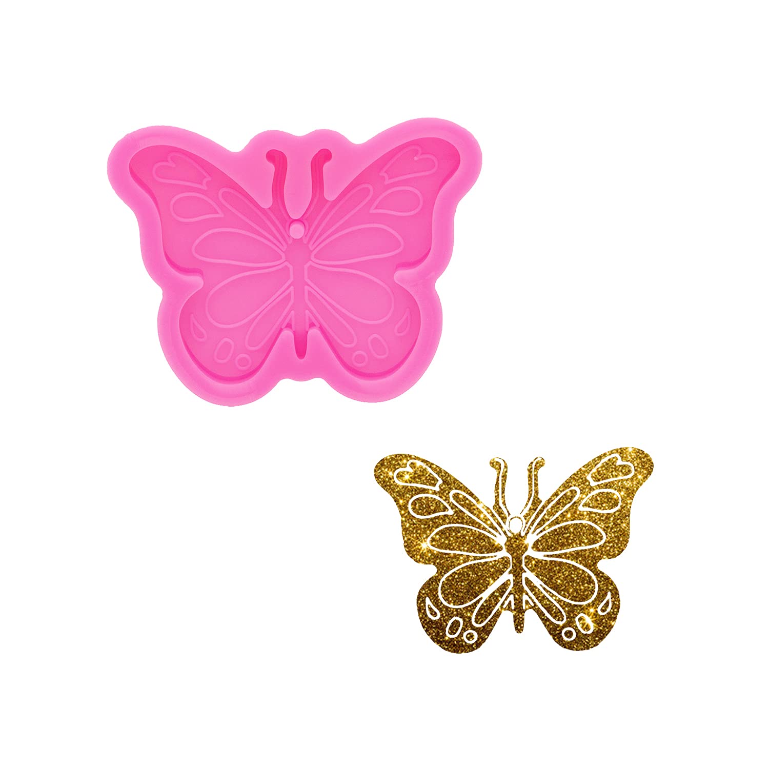 Super Shiny Butterfly Keychain Mold - DIY Epoxy Resin Silicone Molds for Custom Keychains, Polymer Clay & Jewelry Making - Perfect for Backpack Charms, Luggage Tags & Handmade Gifts