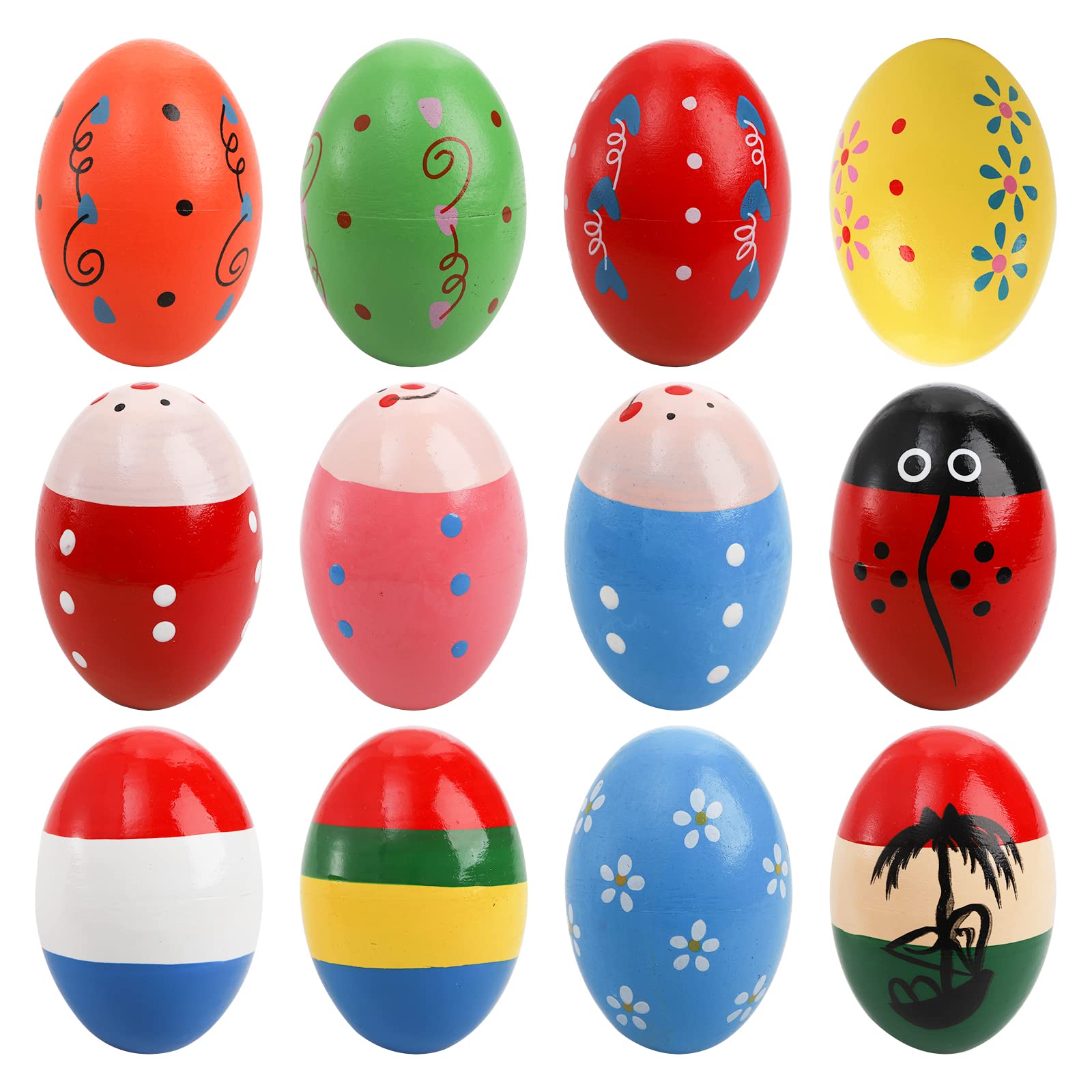 Peohud 24 Pack Wooden Egg Shakers - Colorful Maracas Percussion Musical Instruments for Kids & Toddlers - Easter Eggs Toys for Baby Music Learning & Early Childhood Development - Perfect for Classroom, Birthday Parties & Family Music Time
